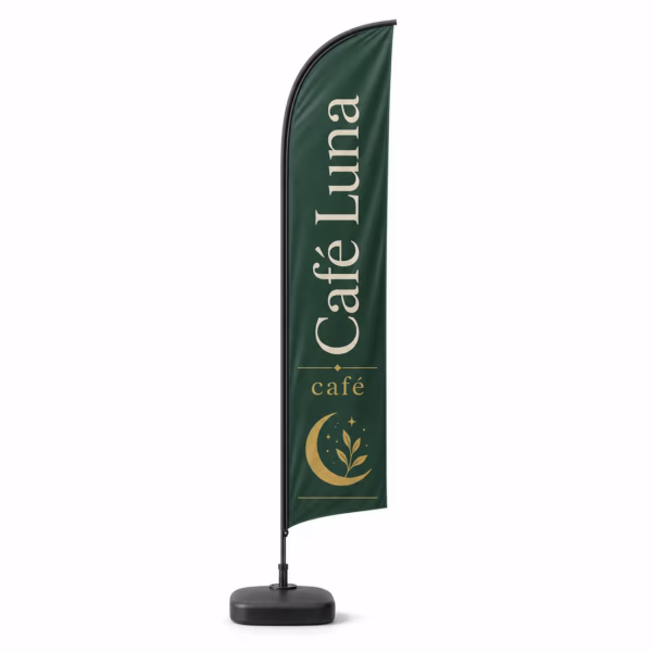 Mockup de bandera de pluma o vela para catálogo de productos de impresión.