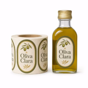 Mockup de etiqueta para aceite y alimentación para catálogo de productos de impresión.