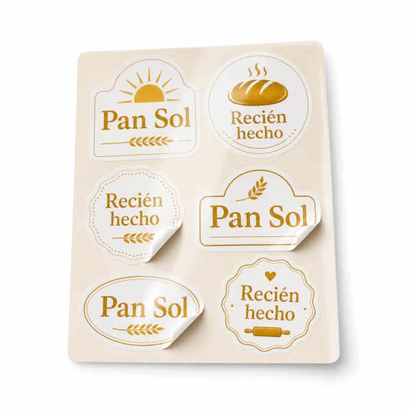 Mockup de pegatina kiss-cut en hojas para catálogo de productos de impresión.