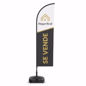 Mockup de banderola inmobiliaria para catálogo de productos de impresión.