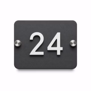 Mockup de placa de numeración de portal para catálogo de productos de impresión.