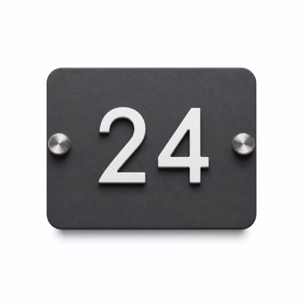 Mockup de placa de numeración de portal para catálogo de productos de impresión.