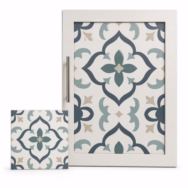 Mockup de vinilo para azulejos y muebles para catálogo de productos de impresión.