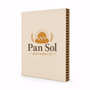 Mockup de panel cartón nido de abeja para catálogo de productos de impresión.