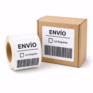 Mockup de etiqueta para envíos y logística para catálogo de productos de impresión.