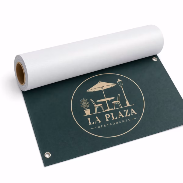 Mockup de lona blockout opaca para catálogo de productos de impresión.
