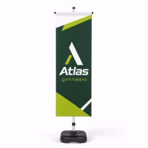 Mockup de banner telescopico para catálogo de productos de impresión.