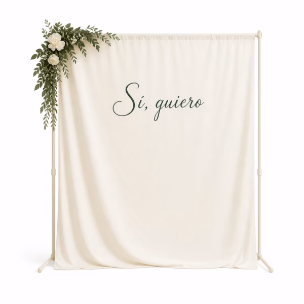 Mockup de photocall para bodas para catálogo de productos de impresión.