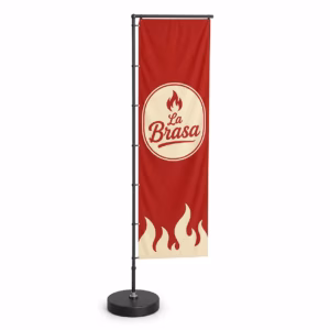 Mockup de bandera rectangular para catálogo de productos de impresión.