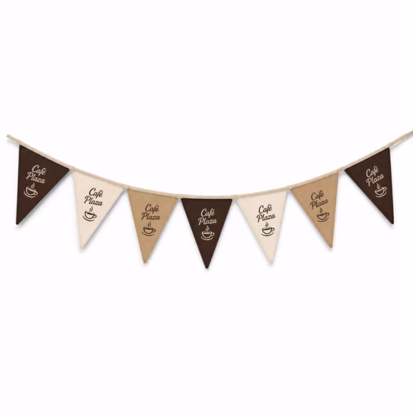 Mockup de guirnalda de banderas para catálogo de productos de impresión.