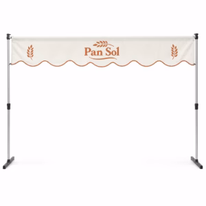 Mockup de cenefa para carpa para catálogo de productos de impresión.