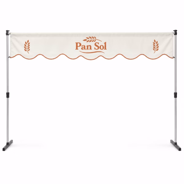 Mockup de cenefa para carpa para catálogo de productos de impresión.