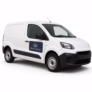 Mockup de rotulacion temporal de vehiculos para catálogo de productos de impresión.