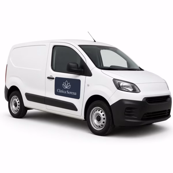 Mockup de rotulacion temporal de vehiculos para catálogo de productos de impresión.