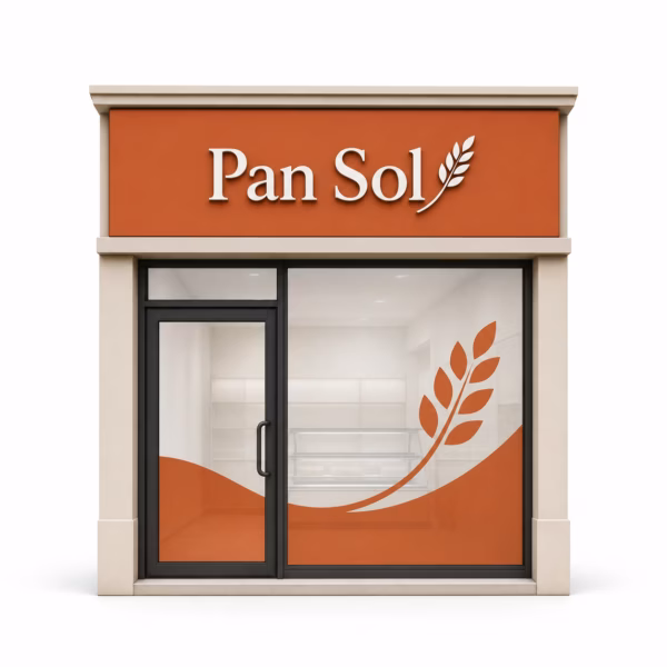 Mockup de rotulacion para franquicias para catálogo de productos de impresión.