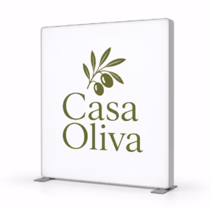 Mockup de caja de luz con lona backlit para catálogo de productos de impresión.