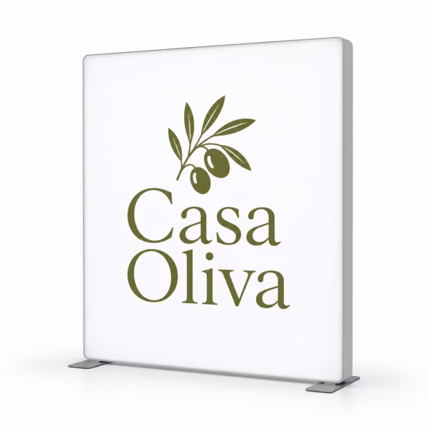 Mockup de caja de luz con lona backlit para catálogo de productos de impresión.