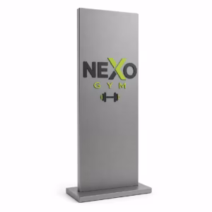 Mockup de totem no luminoso para catálogo de productos de impresión.