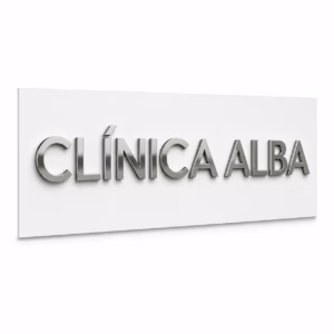 Mockup de letras corpóreas de acero para catálogo de productos de impresión.