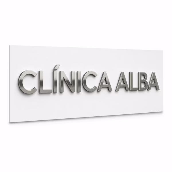 Mockup de letras corpóreas de acero para catálogo de productos de impresión.