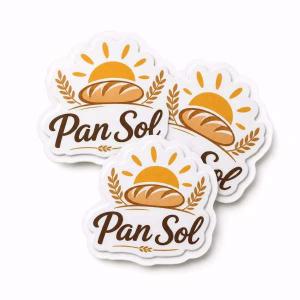 Mockup de stickers con corte para catálogo de productos de impresión.