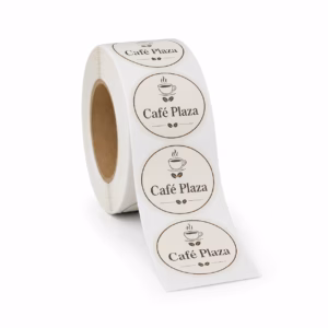 Mockup de pegatinas en bobina para catálogo de productos de impresión.
