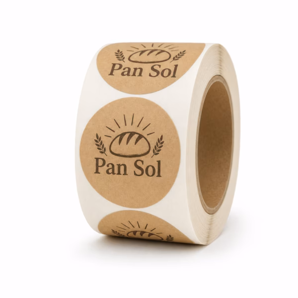 Mockup de pegatinas kraft para catálogo de productos de impresión.