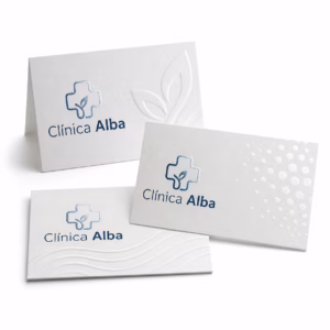 Mockup de tarjetas con barniz uv, relieve y para catálogo de productos de impresión.