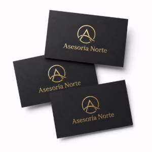 Mockup de tarjetas con stamping y acabado metalizado para catálogo de productos de impresión.