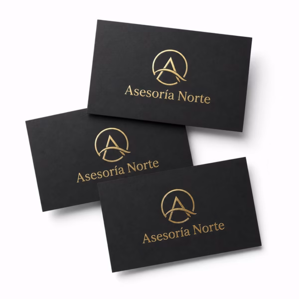 Mockup de tarjetas con stamping y acabado metalizado para catálogo de productos de impresión.