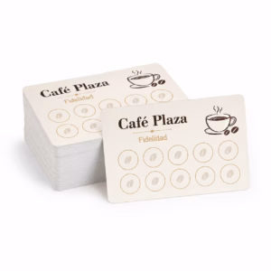 Mockup de tarjetas de fidelizacion para catálogo de productos de impresión.