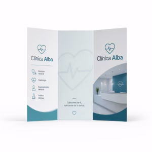 Mockup de folletos plegados para catálogo de productos de impresión.