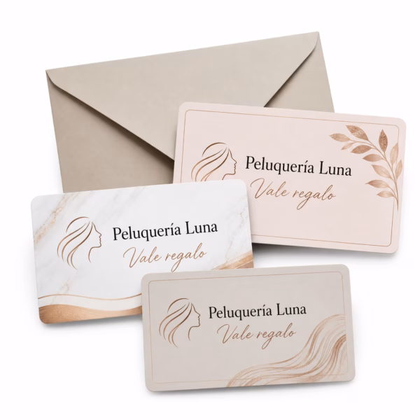 Mockup de tarjetas regalo, vales y cupones para catálogo de productos de impresión.