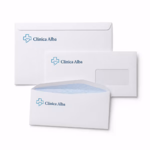 Mockup de sobres para catálogo de productos de impresión.