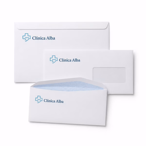 Mockup de sobres para catálogo de productos de impresión.