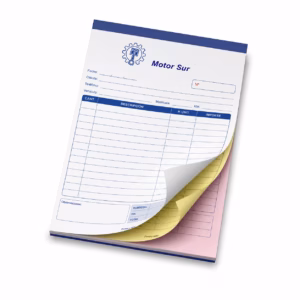 Mockup de talonarios autocopiativos para catálogo de productos de impresión.