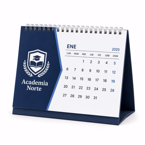 Mockup de calendarios de sobremesa para catálogo de productos de impresión.
