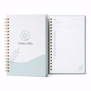 Mockup de planificadores y agendas para catálogo de productos de impresión.