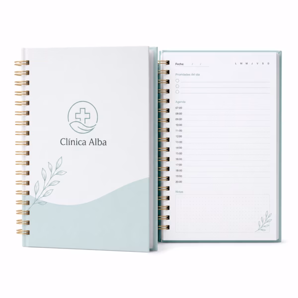 Mockup de planificadores y agendas para catálogo de productos de impresión.