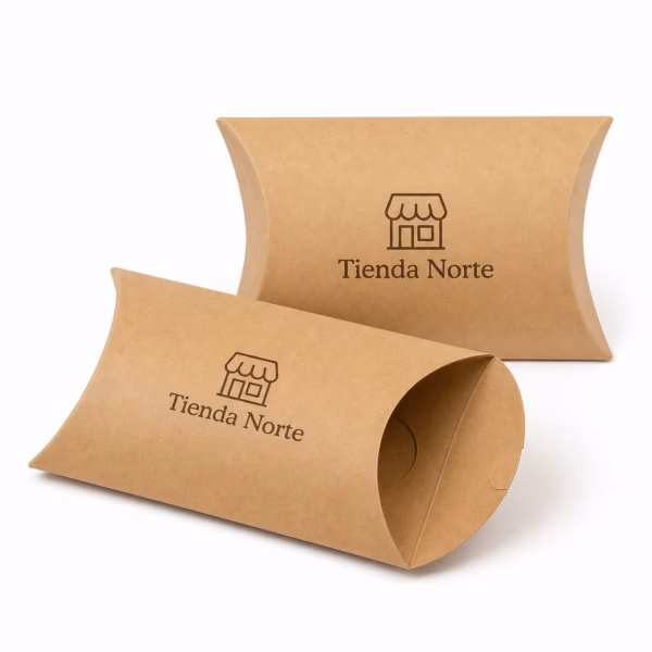 Mockup de cajas almohada para catálogo de productos de impresión.