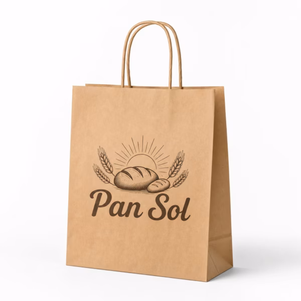 Mockup de bolsas kraft para catálogo de productos de impresión.