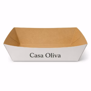 Mockup de bandejas de cartón para catálogo de productos de impresión.