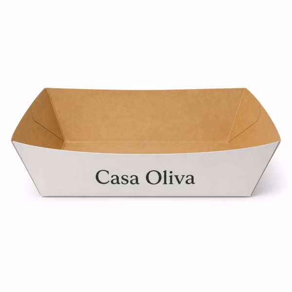 Mockup de bandejas de cartón para catálogo de productos de impresión.