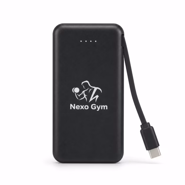 Mockup de cargadores y power banks para catálogo de productos de impresión.
