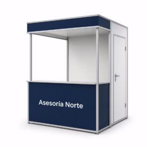 Mockup de stand con almacen para catálogo de productos de impresión.