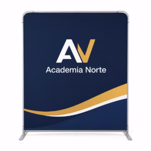 Mockup de stand textil para catálogo de productos de impresión.