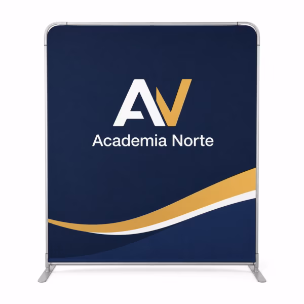 Mockup de stand textil para catálogo de productos de impresión.