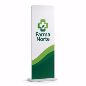 Mockup de totem para stand para catálogo de productos de impresión.