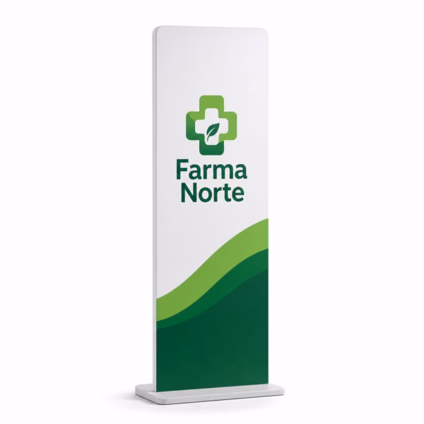 Mockup de totem para stand para catálogo de productos de impresión.