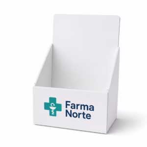 Mockup de expositor de mostrador para catálogo de productos de impresión.